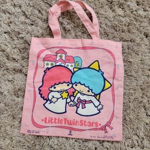 💮1983 SANRIO LITTLE TWIN STARS MINI DOLL CANVAS TOTE BAG💮